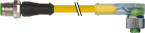 M12 male 0° / M12 female 90° A-cod. LED 