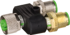 T-Coupler M12 female/ 2x M12 male A-cod. shielded 