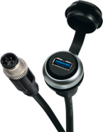 MSDD pass-through USB 2.0 form A/M12, 0.6 m cable, design silver 