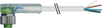 M12 female 90° A-cod. with cable LED 