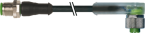 M12 male 0° / M12 female 90° A-cod. LED 