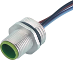 M12 male recept. A-cod. front incl. nut 