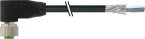 M12 female 90° A-cod. with cable shielded 