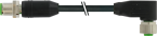 M12 male 0° / M12 female 90° A-cod. 