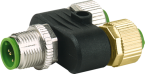 T-Coupler M12 male / 2x M12 female straight 