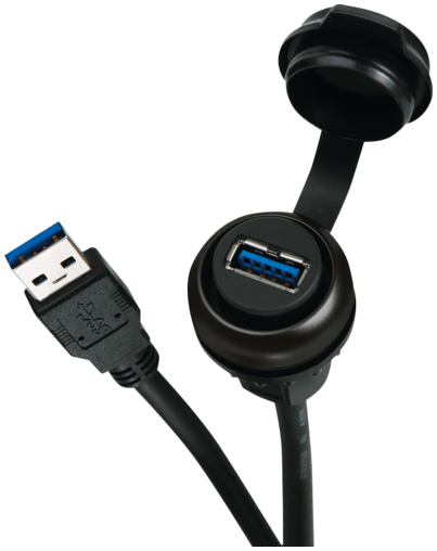 MSDD Einbaudose USB 3.0 BF A, 2.0 m Leitung, Design Schwarz 