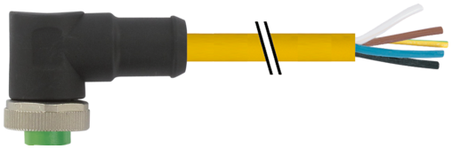 Mini (7/8) 5 pole, Female 90° w/ Cable 