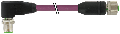 M12 male 90° / M12 female 0° A-cod.