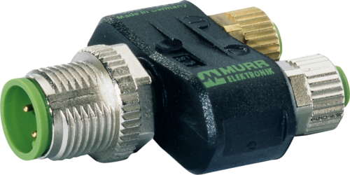 T-Coupler Slimline M12 male/ 2x M8 female A-cod.