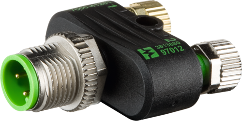 T-Coupler M12 male / 2x M8 female A-cod.