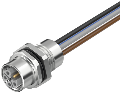 M12 Power female recept. L-cod. front incl.nut Murrelektronik