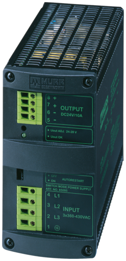 Murr electrónica Power Supply input 24v dc 20a mcs20 85097 3x360-430v output 